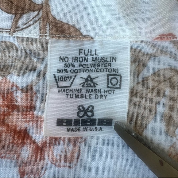 Vintage Bibb USA Coventry Garden 3-Piece Floral Sheet Set Orange Green Full - Picture 5 of 9